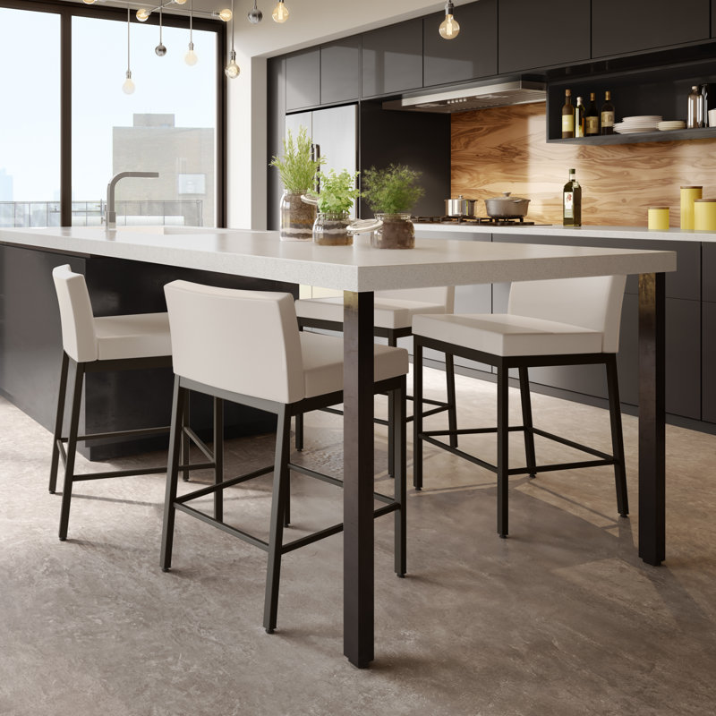 Tabouret de bar et de comptoir Felker, Crème, Tabouret de comptoir (assise de 26 po de hauteur), Marron foncé