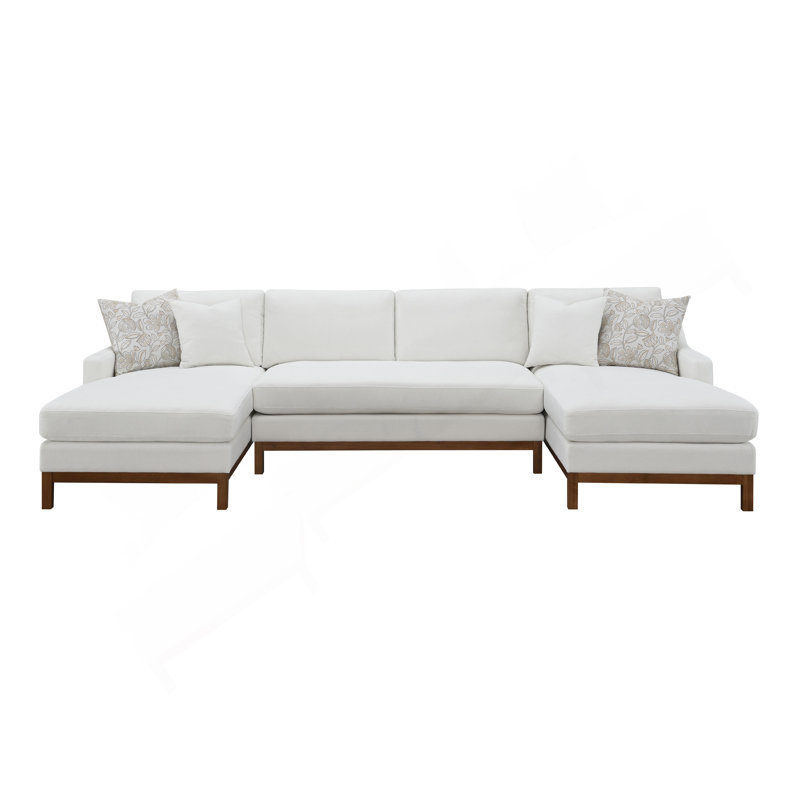Canapé modulaire en chenille ivoire Valiant avec 4 coussins Valiant