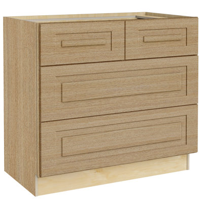 Gallery Express Ellison Plywood Assembled 36 in W X 24 in D X 34.5 in H Base Cooktop Kitchen Cabinet with Double False Drawer Front in Straw