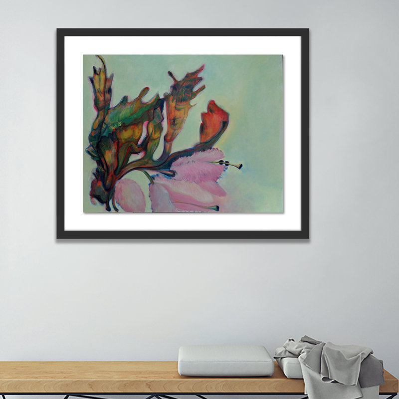 Untitled Floral II Framed Painting, 20" H x 24" W x 1.5" D, Black