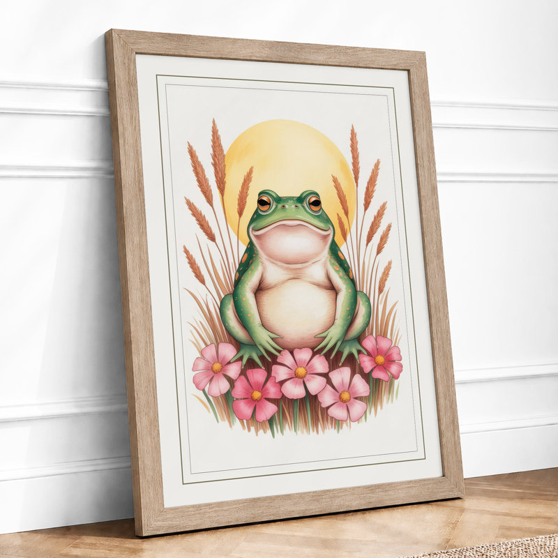 Dreaming Frog Boho - Framed Print, A2 - 59.4 x 42.0 cm, Oak