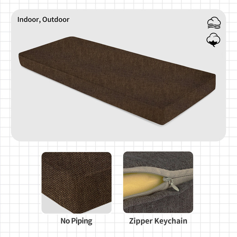 2'' H Customizable Bench Cushion For Indoor/Outdoor Furniture/Chair/Window Seat, Premium 75D High-Resilience Foam