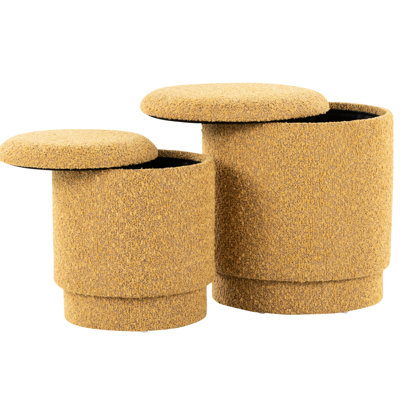 Tissu jaune avec esthétique moderne, couvercles amovibles pour la fonction de rangement, rembourrage en mousse pour une expérience confortable, deux repose-pieds, aucun assemblage requis, capacité de 250 lb, utilisation à l'intérieur, largeur de 14,93 po