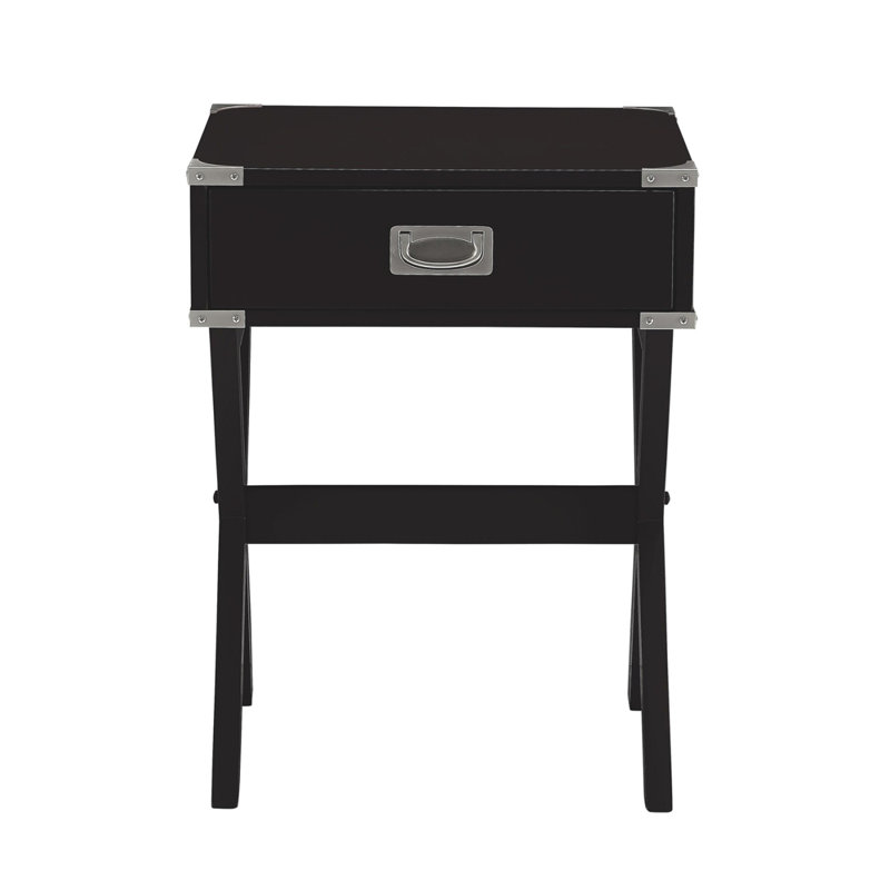 Table d'appoint avec coins en métal, noir