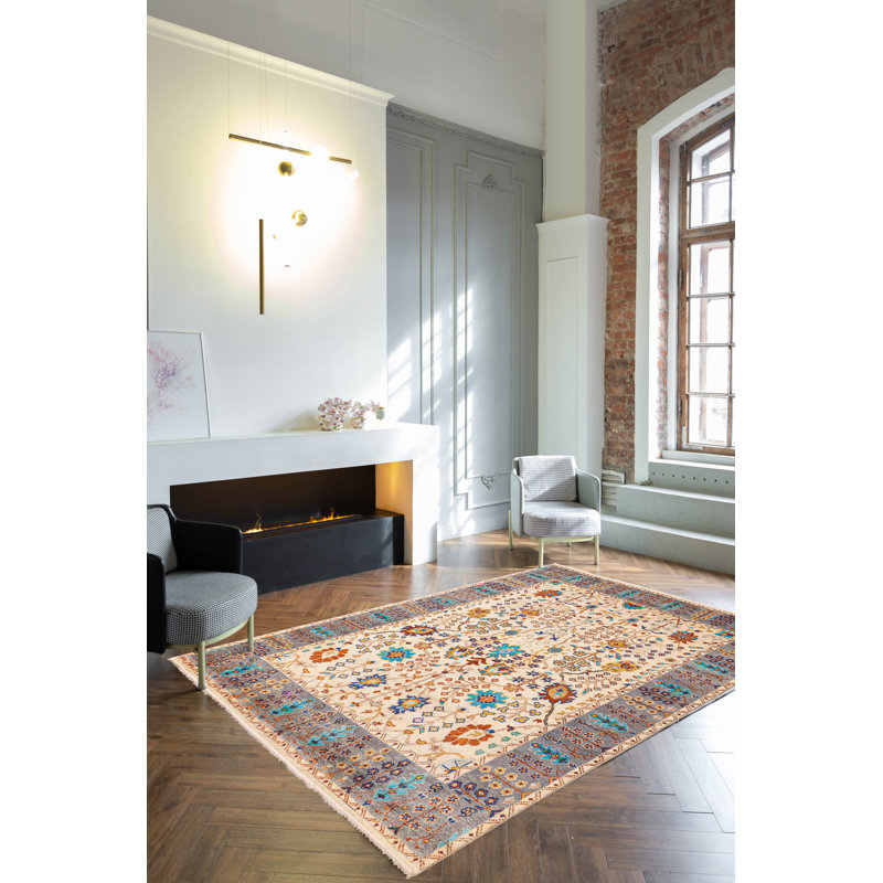 Tapis crème moderne Oushak 7 pi 11 po x 9 pi 10 po