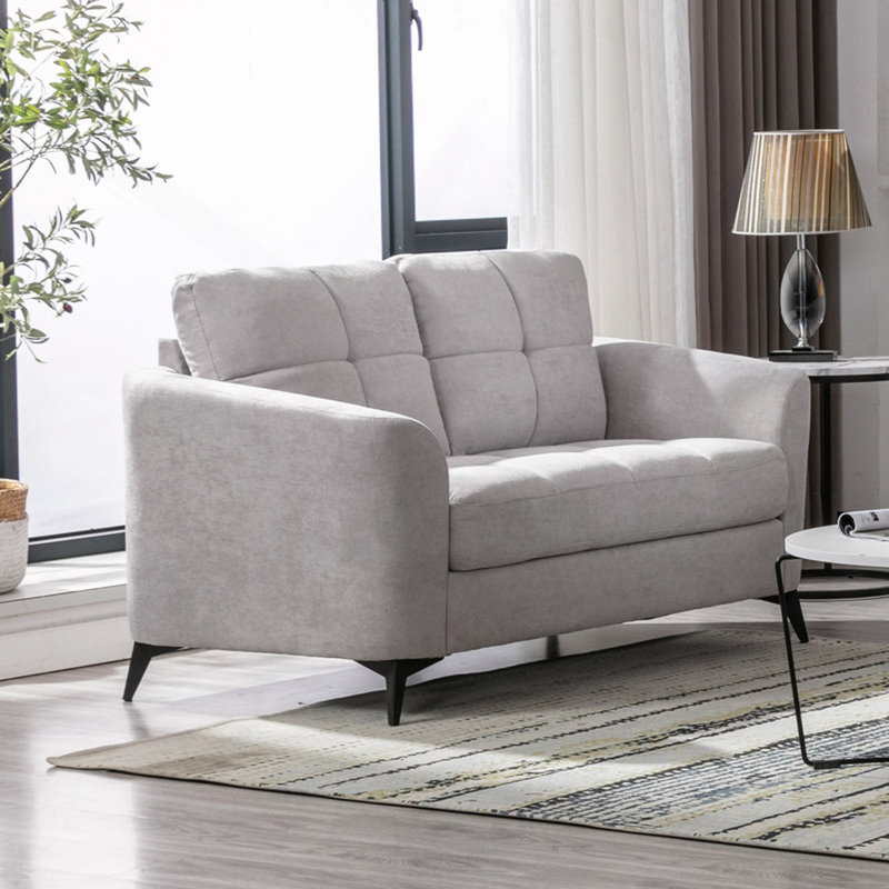 Mashad Loveseat, Upholstered Sofa with Metal Legs, Light Gray, 35" H x 60" W x 33" D