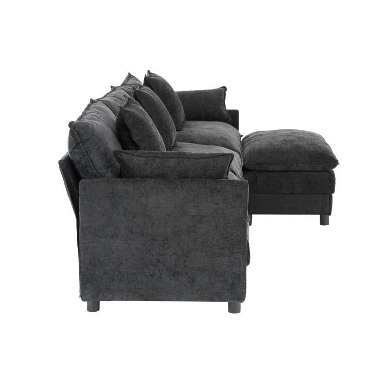 Canapé modulaire modulaire en L 107,5 "avec canapé-lit modulaire en L 107,5" avec repose-pieds en chenille et siège profond pour salon, chambre à coucher et appartement