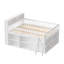 Lit mezzanine double avec rangement, tête de lit avec lumière DEL, blanc-448375058-448375057