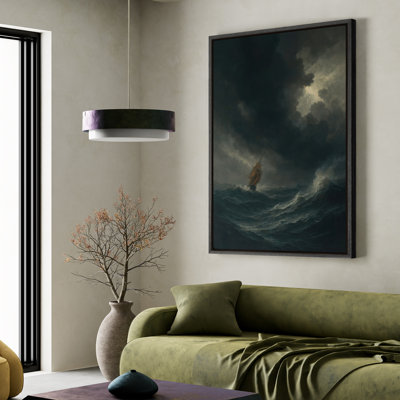 Impression sur toile encadrée - Bateau à voile sur les vagues, impressions murales pour chambre à coucher - 24 po x 36 po