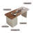 Modern Desk with 3 Drawer Storage, 63" Walnut Wood Top with Asymmetric Cream Base for Office-1292580342