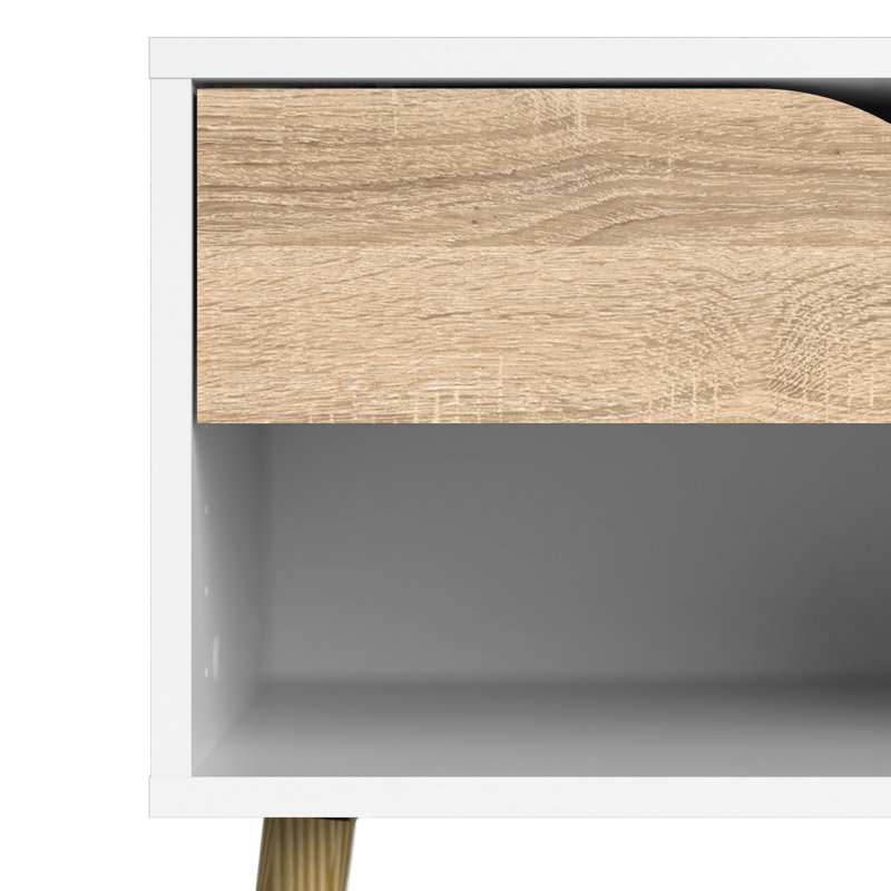 Havana 50.2cm W Bedside Table, White/Oak