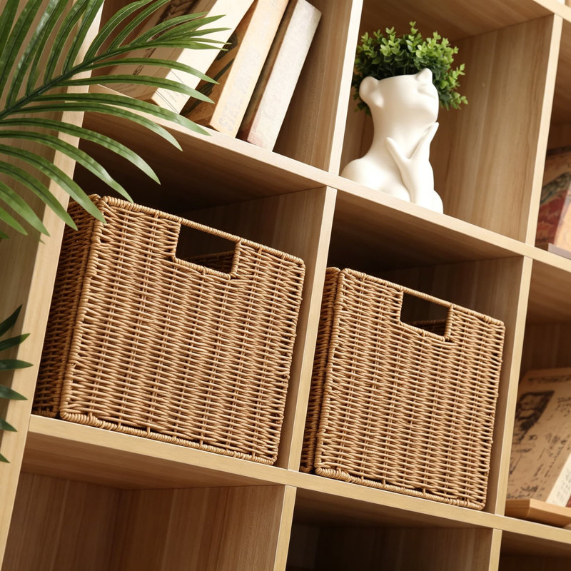 Paniers de rangement pliables, ensemble de 3 paniers de rangement en osier tissé à la main avec poignées pour tablettes, garde-manger, chambre à coucher, salle de bain et salon