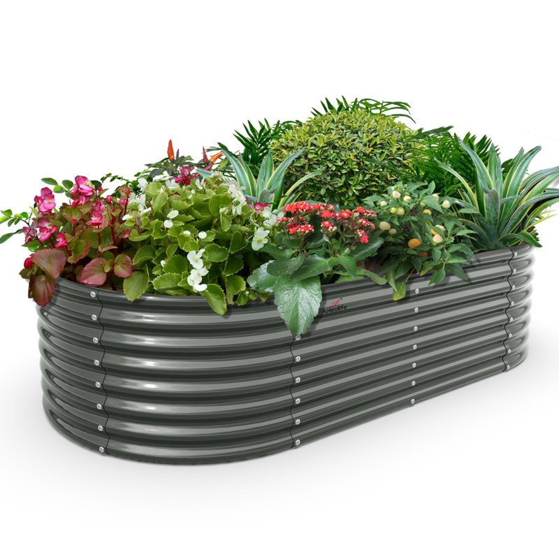 6X3X2 ft Galvanized Raised Garden Bed Quartz Grey, Gray