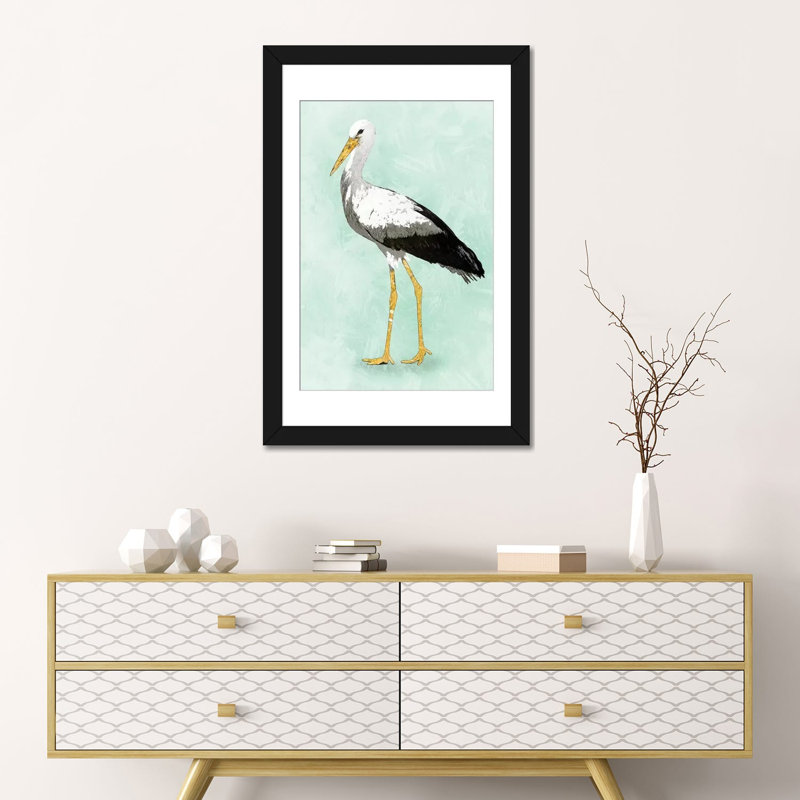«Seashore Bird II» par PI Studio - impression sur toile tendue, Papier d'art encadré noir, Blanc, H 32 po x l 24 po x P 1 po