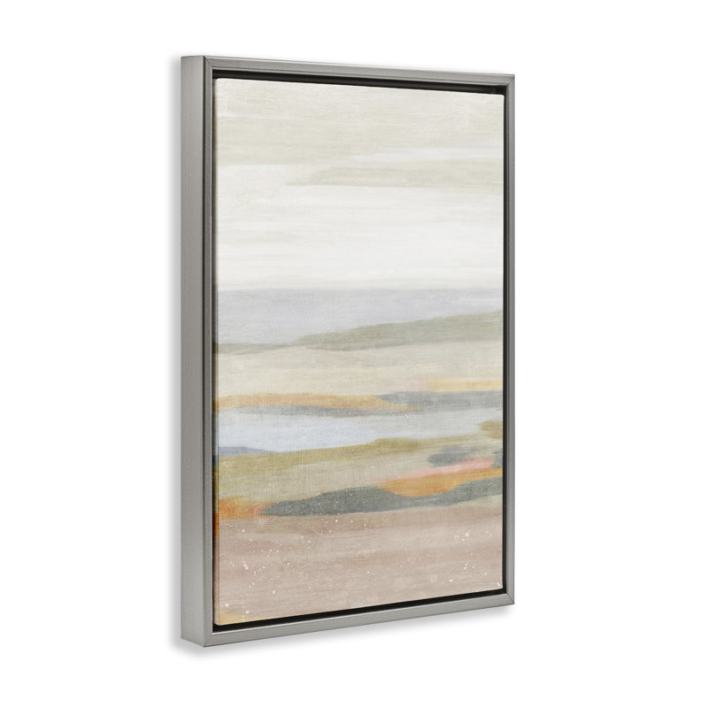 «Calming Neutral Beach» par Suzanne Nicoll, Cadre flottant gris lustré, H 25 po x l 17 po
