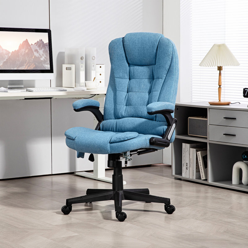 High Back Vibration Massage Office Chair With 6 Vibration Points, Black, Polyester