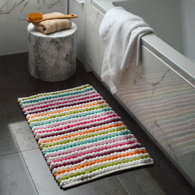 Alisbha Striped Chunky Bobble Bath Mat