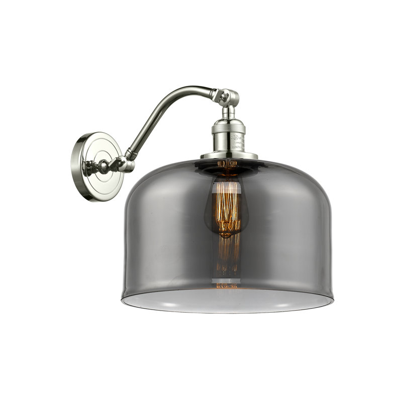 Applique murale 1 lumière 12 po Bell, Plaqué couleur fumée, Nickel poli, Ampoule non incluse