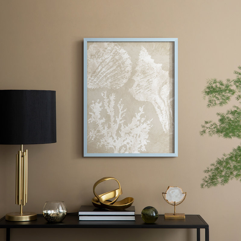 Neutre Coral II, reproduction encadrée - bois massif, H 11 po x l 9 po, Bleu