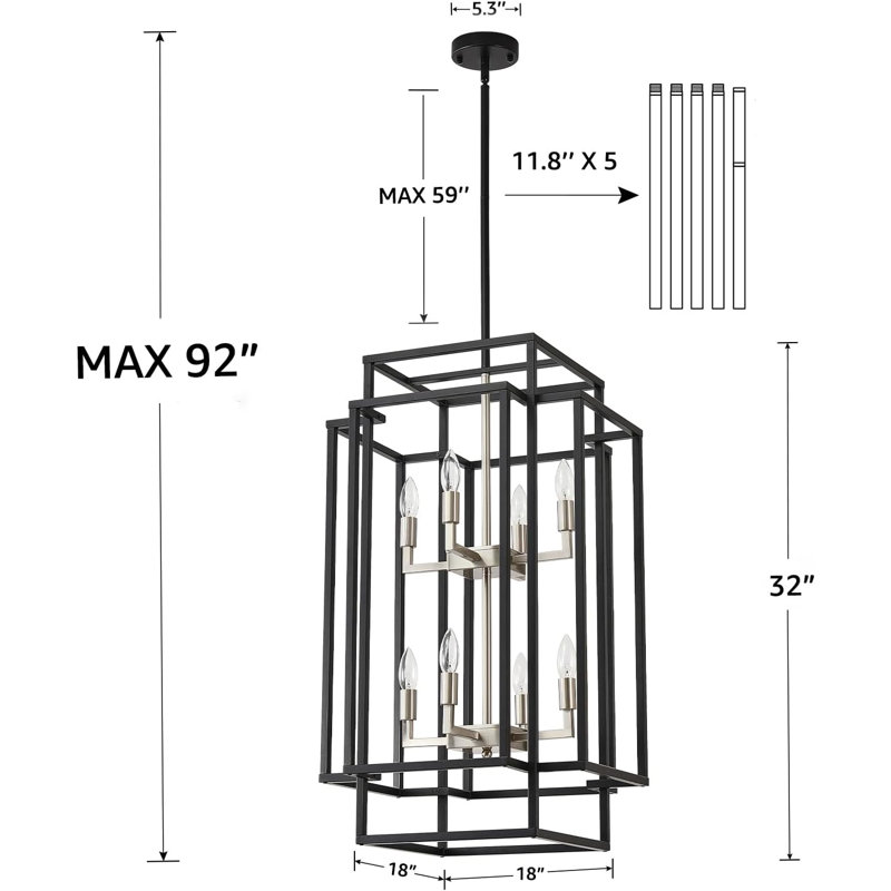 Luminaire suspendu moderne à plusieurs niveaux avec hauteur réglable, lustre 8 lumières pour salle à manger, îlot de cuisine, vestibule et salon
