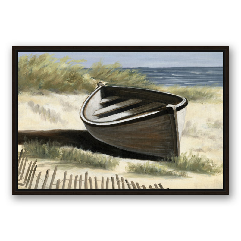 Bateau solitaire - peinture, Toile brune avec cadre flottant, H 21,75 po x l 31,75 po x P 1,75 po