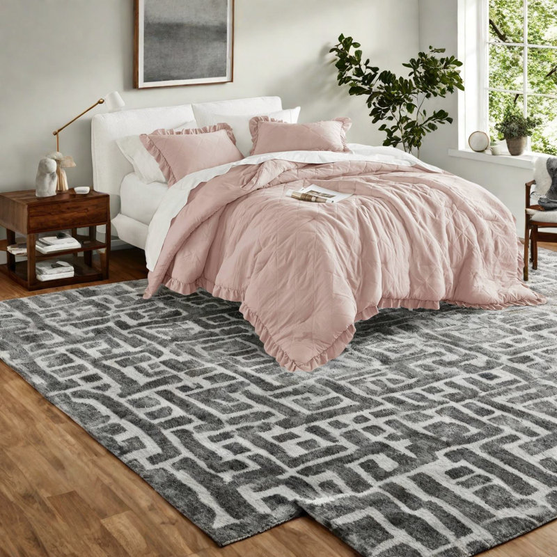 Ensemble de literie matelassée 3 pièces Diamond, microfibre rosée