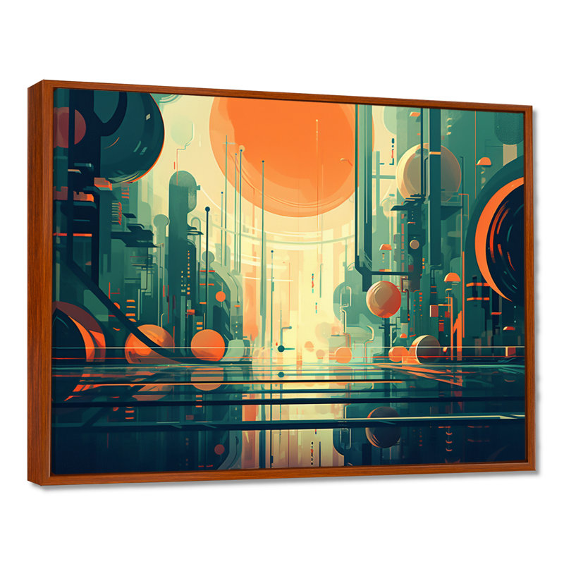 Impression d'art mural rétro moderne pleine lune III - Mid-Century, Toile tendue, H 34 po x l 44 po x P 1,5 po