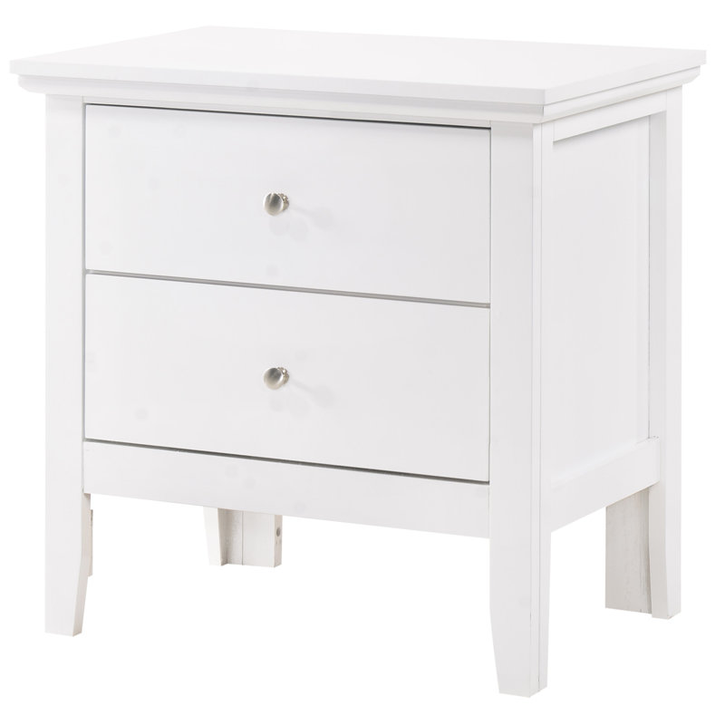Table de chevet transitionnelle blanche élégante
