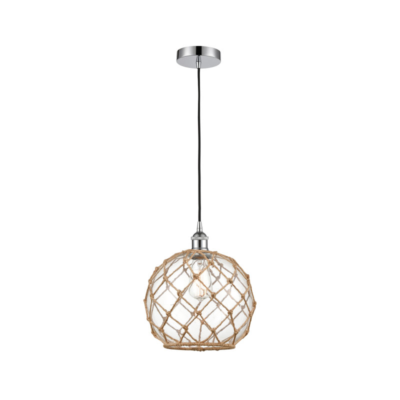 Luminaire suspendu simple à 1 lumière Larocque, Clair/Brun, Argent foncé