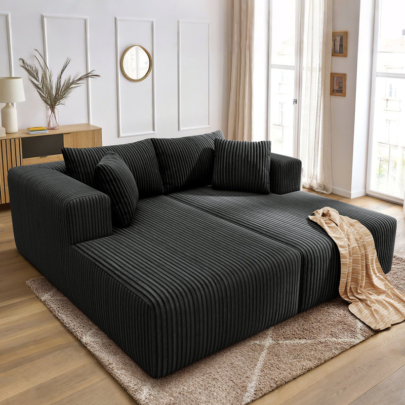 Méridienne double surdimensionnée 80,3 po Boneless, canapé-lit Boneless avec 4 coussins et canapé-lit en nuage pour le salon intérieur