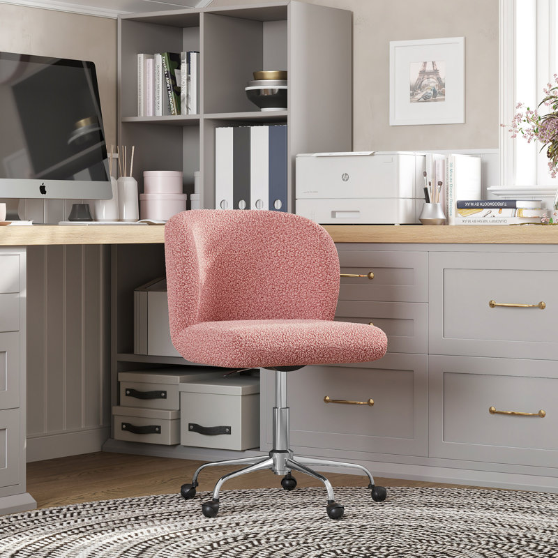 Chaise de bureau en polyester Artesha l 23,62 po, Chrome, Rose