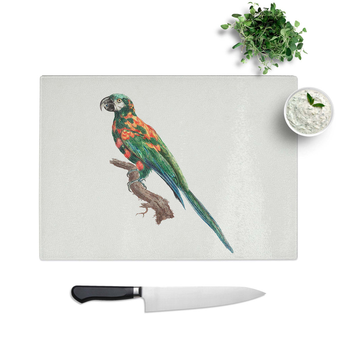 Tempered Glass the Blue-Winged Macaw Parrot by F. Levaillant Chopping Board