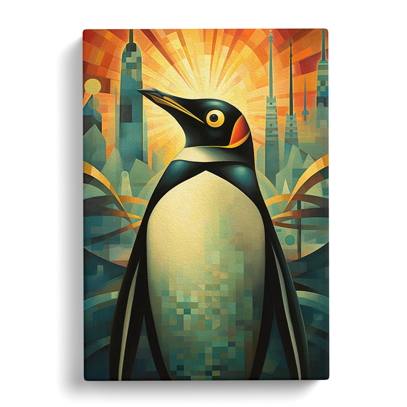 Penguin Deco No.2 - No Frame Print, 50cm H x 35cm W x 3cm D