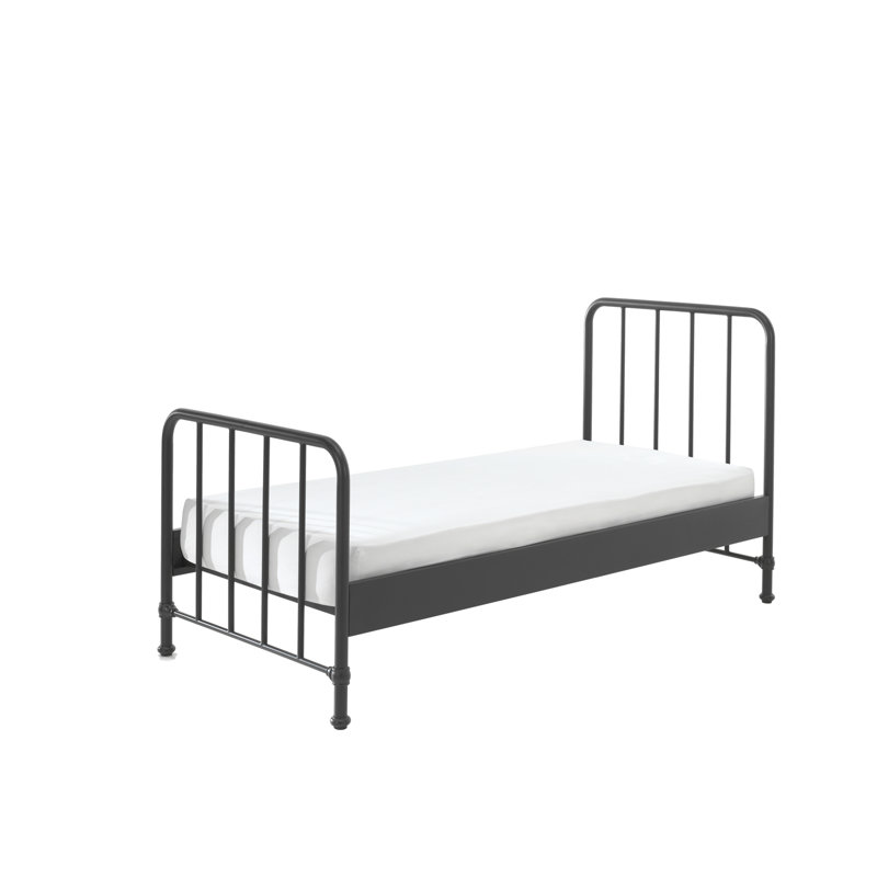 BRONXX Metal Bed In Cool Look Black Matt, Lying Surface 90 X 200 Cm, Black