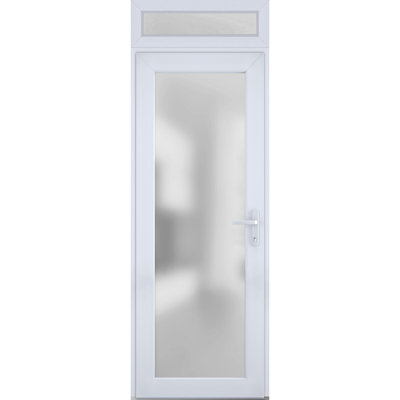 Front Exterior Prehung FiberGlass Door Frosted Glass Manux 8102 White Silk Top Exterior Window Office Commercial and Residential Doors Entrance Patio Garage-W30 x H80+14-Left-hand Inswing
