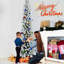 Arbre de Noël enneigé 469 pointes avec 200 lumières blanches chaudes, profil mince et base en métal 469 extrémités faciles à installer, conception pour les espaces restreints