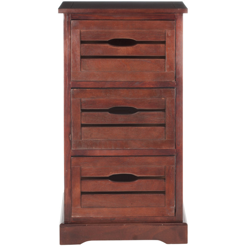 Commode décorative 3 tiroirs Regan, Cerisier