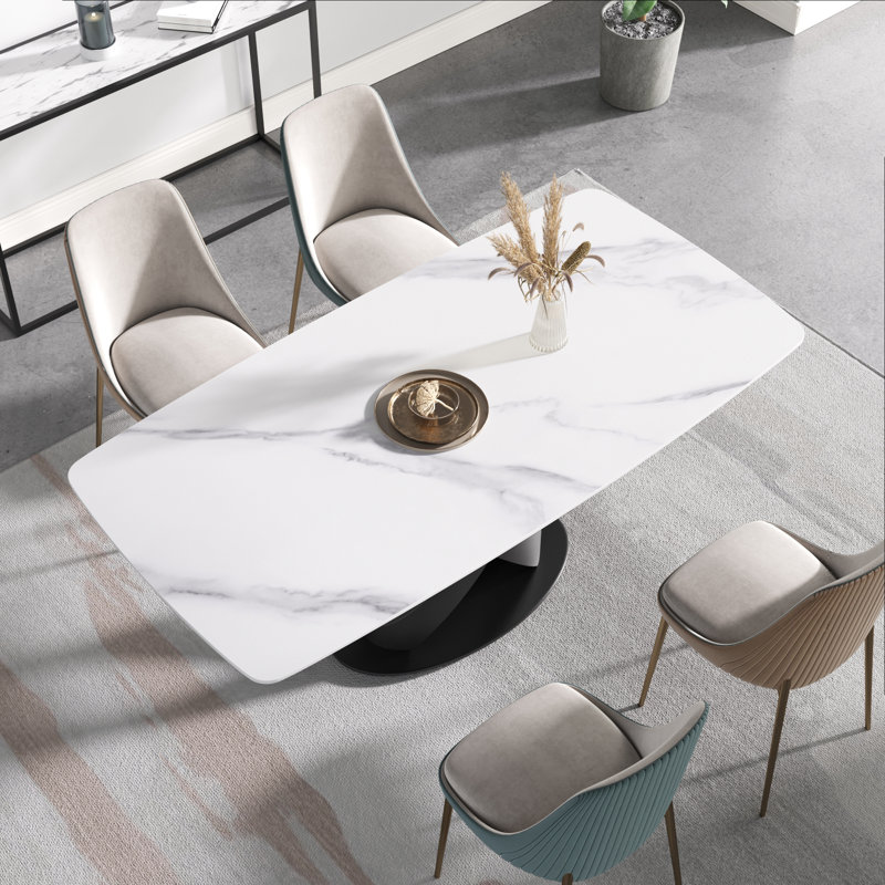 Table de salle à manger Sesteded, Noir, Blanc, H 29,53 po x L 70,87 po x l 35,43 po