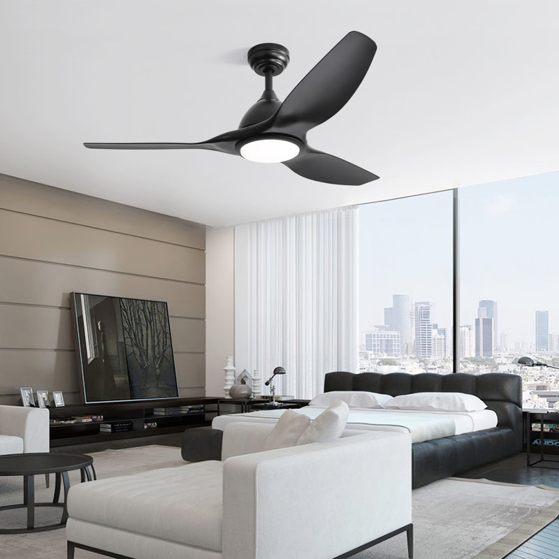 52" Ceiling Fan with LED Light, Black