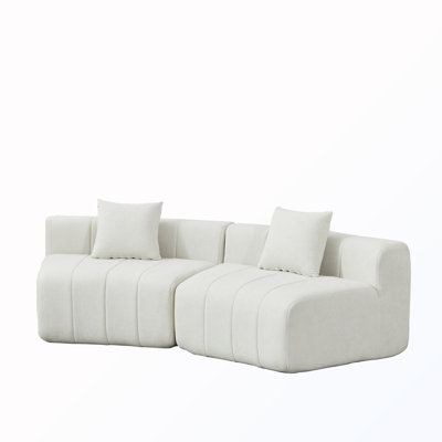 Curved Sectional Sofa With 2 Pillows