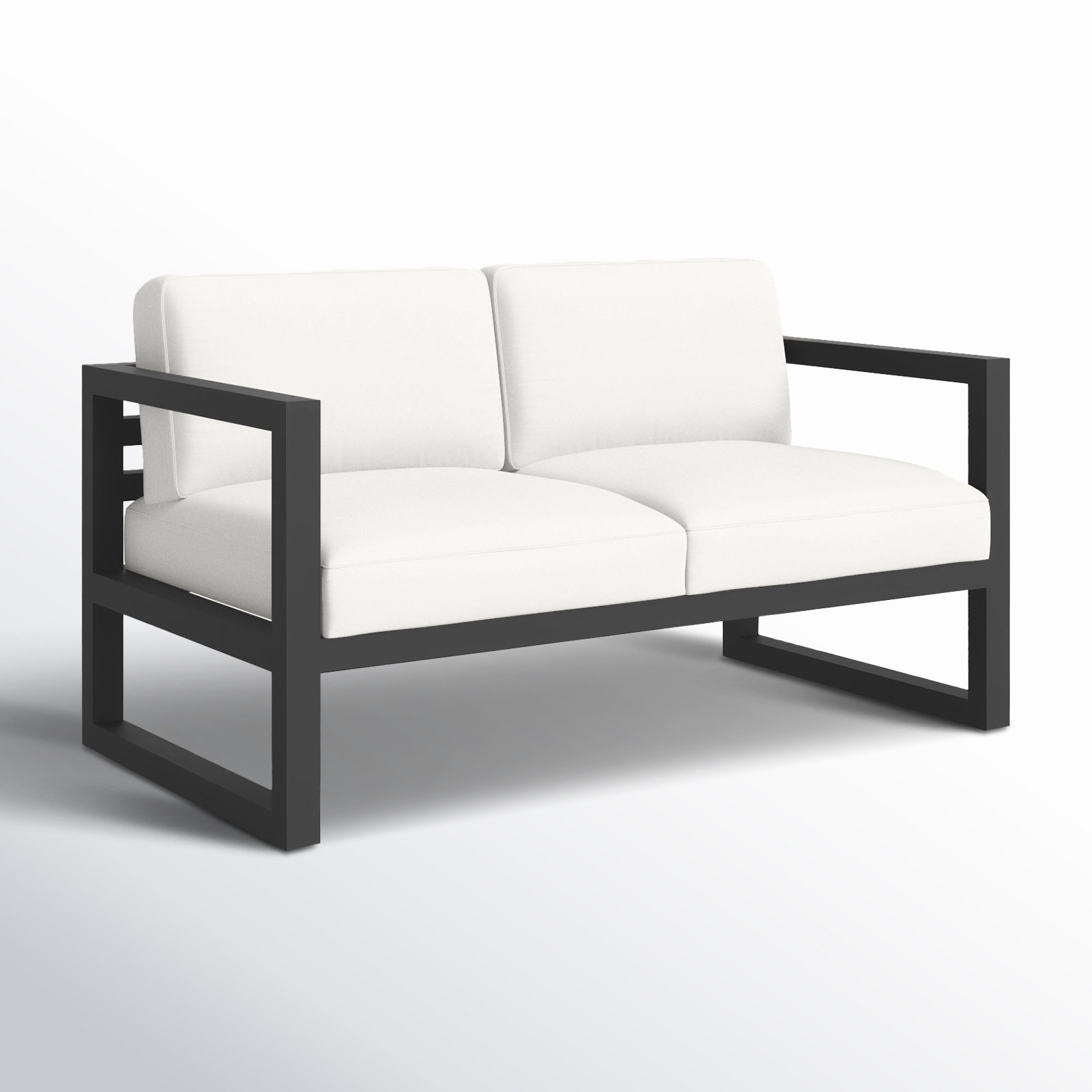 Smith 58" Sunbrella® Patio Loveseat, Canvas Natural, Slate