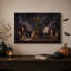 Tableau sur toile noire représentant une écaille dorée mystique avec un œil brillant, idéal pour Halloween.-486990337