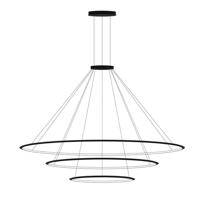Lustre circulaire à niveaux unique à 3 lumières DEL, Noir, 3000 K, Noir