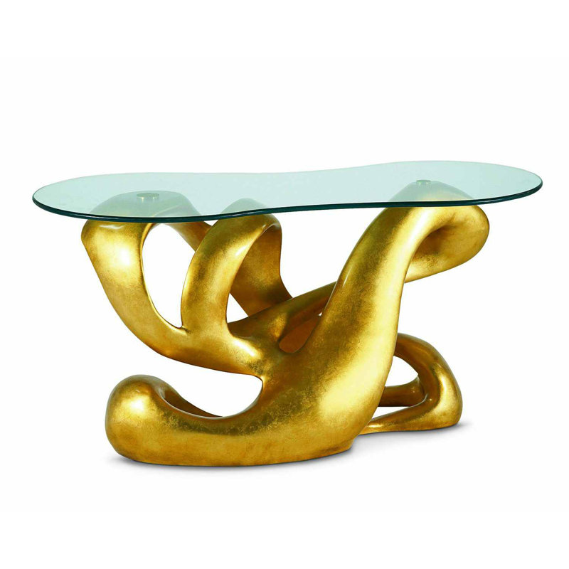 Biomorphic 60'' Glass Top Console Table