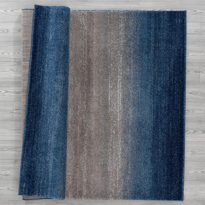 Tapis décoratif abstrait/bleu bethina, Rectangle 5 pi x 7 pi
