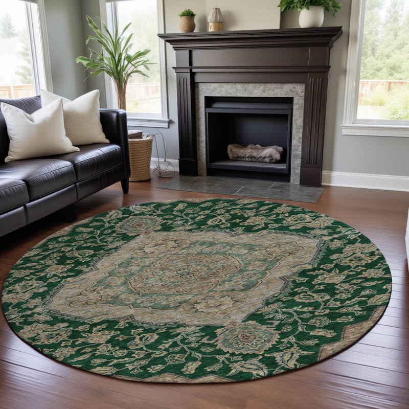 Premium Machine Washable Gurubaksh AMF1151 Global Rug, Round 8'