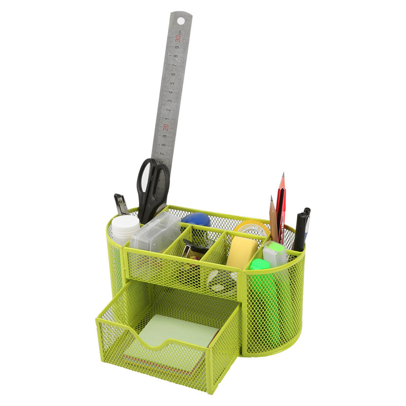 Metal;Plastic Stackable Desk Organizer, Green