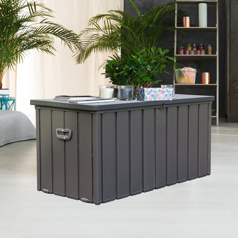 Boîte de rangement extérieure 100 gallons imperméable, Gris foncé