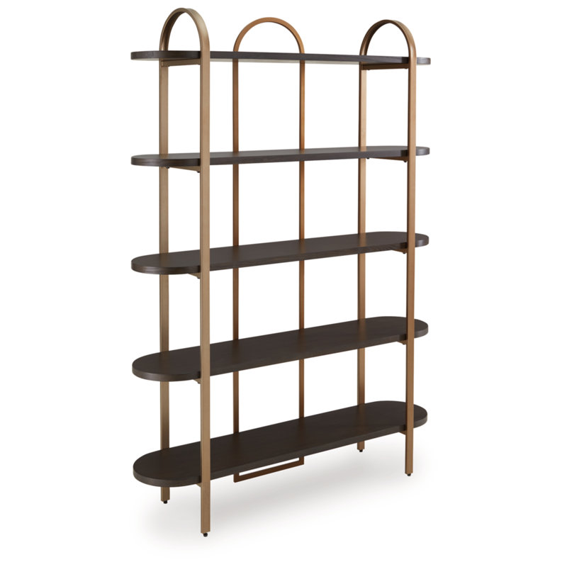 Brown and Gold 48" Modern Metal Frame Bookcase