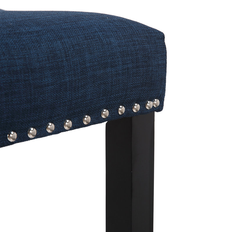 Tabouret de bar et de comptoir rembourré Jameson, Tabouret de bar (siège d'une hauteur de 29 po), Noir / bleu marine